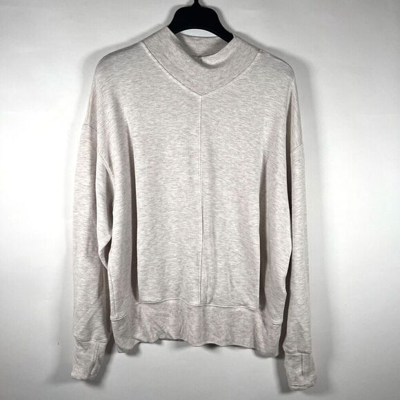 Athleta Apollo Pullover Sweatshirt Long Sleeve Medium Cream‎ Athleisure Relaxed - Picture 2 of 15